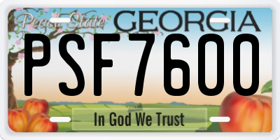 GA license plate PSF7600