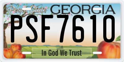 GA license plate PSF7610