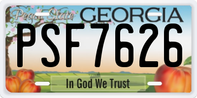 GA license plate PSF7626