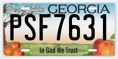 GA license plate PSF7631