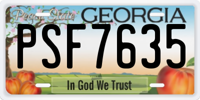 GA license plate PSF7635