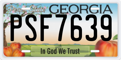 GA license plate PSF7639