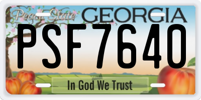 GA license plate PSF7640