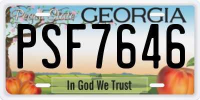 GA license plate PSF7646
