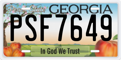 GA license plate PSF7649