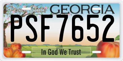 GA license plate PSF7652