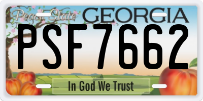 GA license plate PSF7662