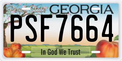 GA license plate PSF7664