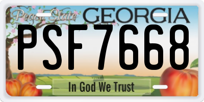 GA license plate PSF7668