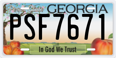 GA license plate PSF7671