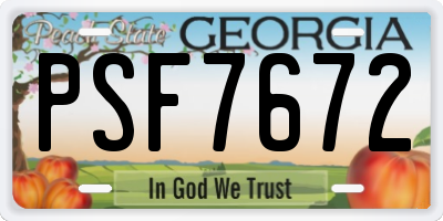GA license plate PSF7672