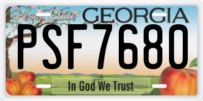 GA license plate PSF7680