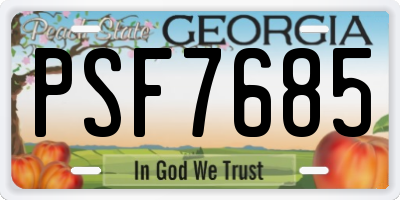 GA license plate PSF7685