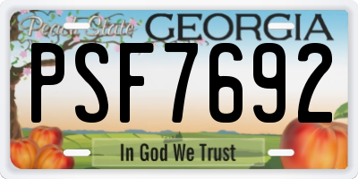 GA license plate PSF7692