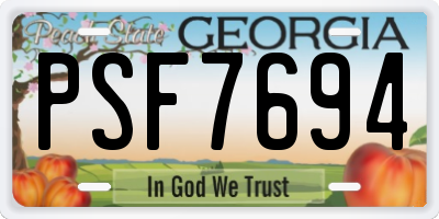 GA license plate PSF7694