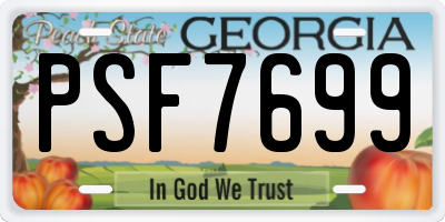 GA license plate PSF7699