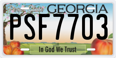 GA license plate PSF7703