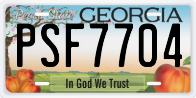 GA license plate PSF7704