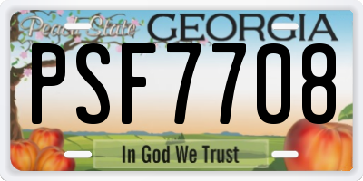 GA license plate PSF7708