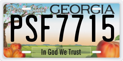 GA license plate PSF7715
