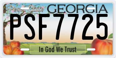 GA license plate PSF7725