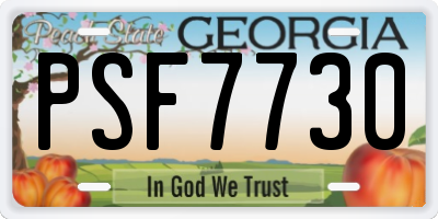 GA license plate PSF7730
