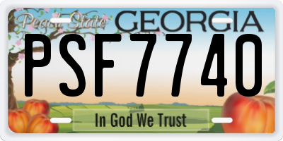 GA license plate PSF7740