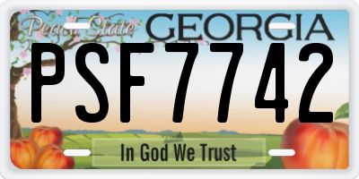 GA license plate PSF7742