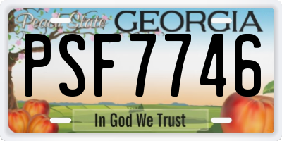 GA license plate PSF7746