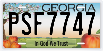 GA license plate PSF7747