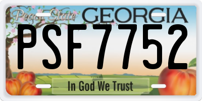 GA license plate PSF7752