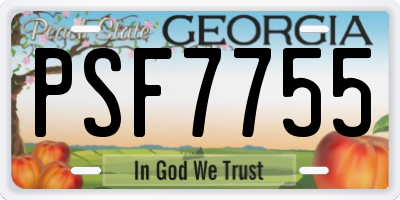 GA license plate PSF7755