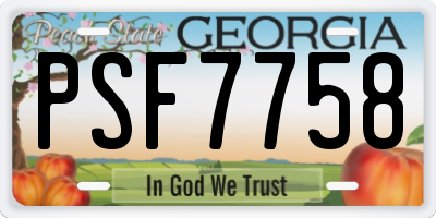 GA license plate PSF7758