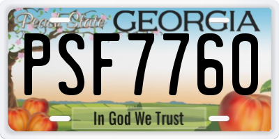 GA license plate PSF7760