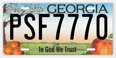 GA license plate PSF7770