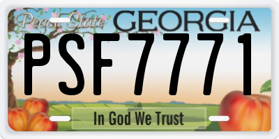 GA license plate PSF7771