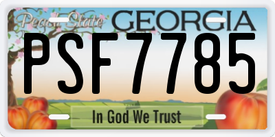GA license plate PSF7785