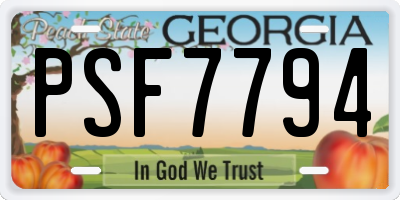 GA license plate PSF7794
