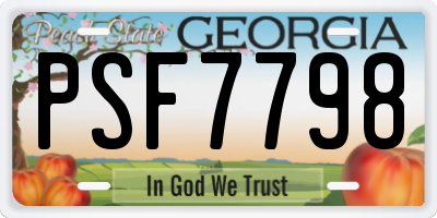 GA license plate PSF7798
