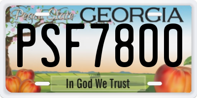 GA license plate PSF7800