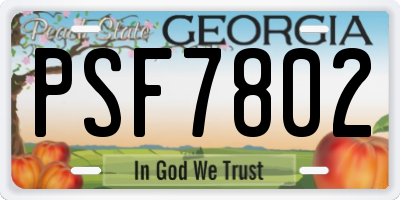 GA license plate PSF7802