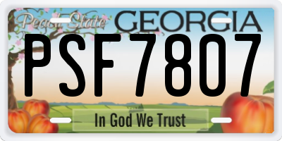 GA license plate PSF7807