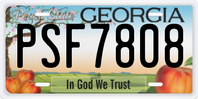 GA license plate PSF7808