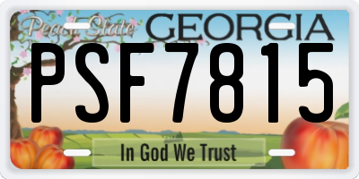 GA license plate PSF7815