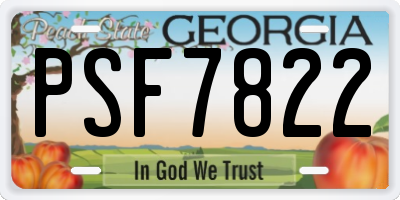 GA license plate PSF7822