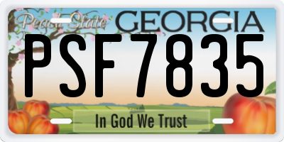 GA license plate PSF7835