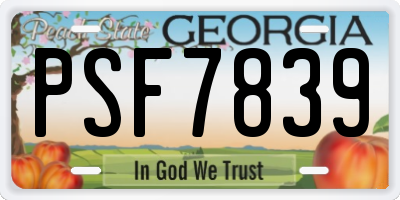 GA license plate PSF7839