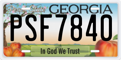 GA license plate PSF7840