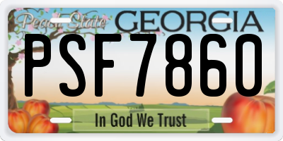 GA license plate PSF7860
