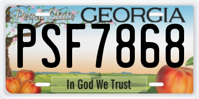 GA license plate PSF7868